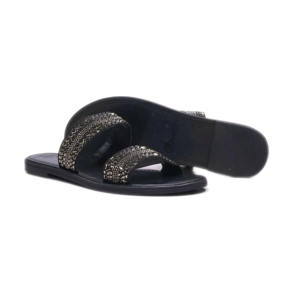 A New Day Flat Sandals Fabric Black Colour For Women
