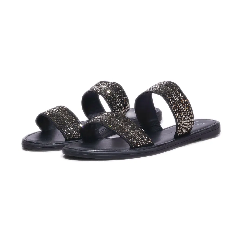 A New Day Flat Sandals Fabric Black Colour For Women