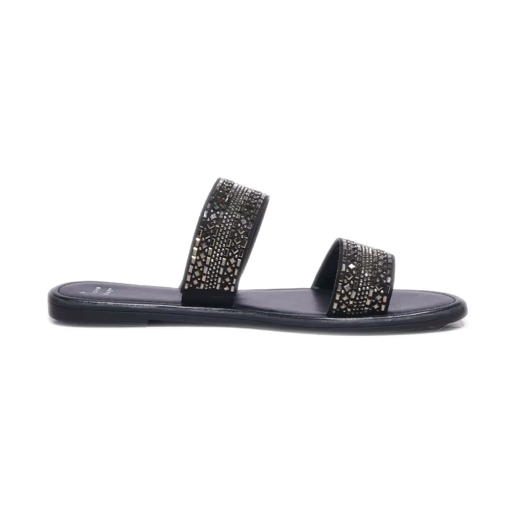 A New Day Flat Sandals Fabric Black Colour For Women