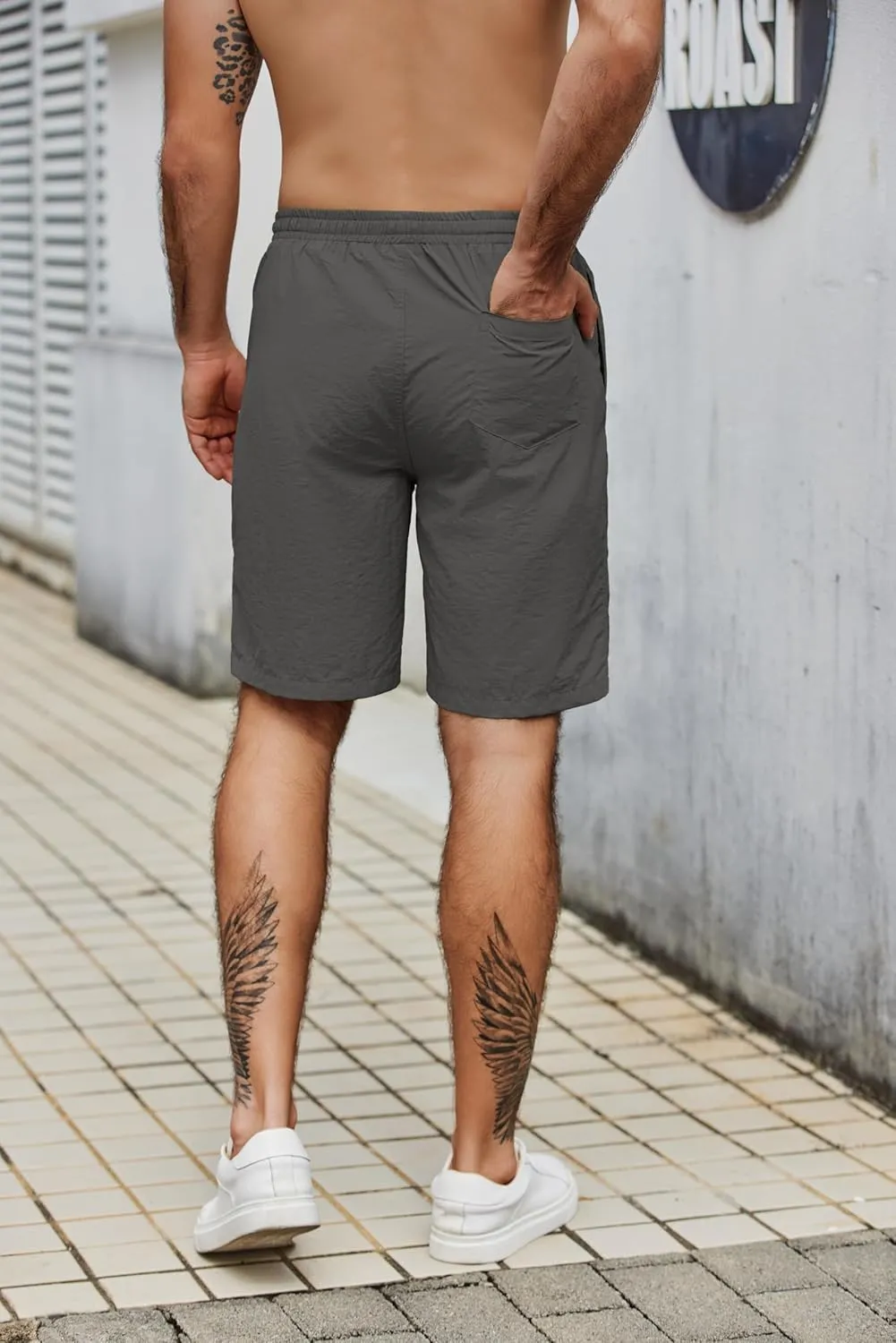 COOFANDY Men's Casual Shorts Elastic Waist Drawstring Lightweight Dry Quick Summer Beach Shorts