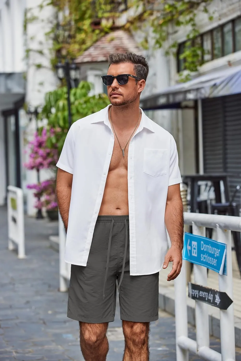 COOFANDY Men's Casual Shorts Elastic Waist Drawstring Lightweight Dry Quick Summer Beach Shorts