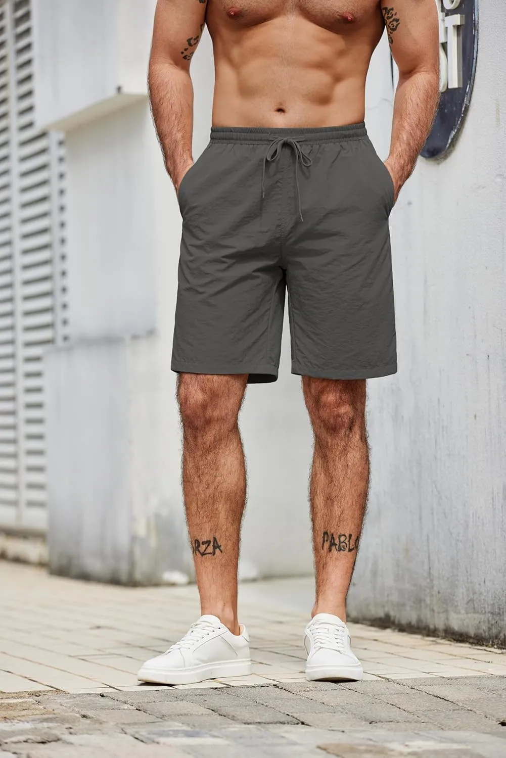 COOFANDY Men's Casual Shorts Elastic Waist Drawstring Lightweight Dry Quick Summer Beach Shorts