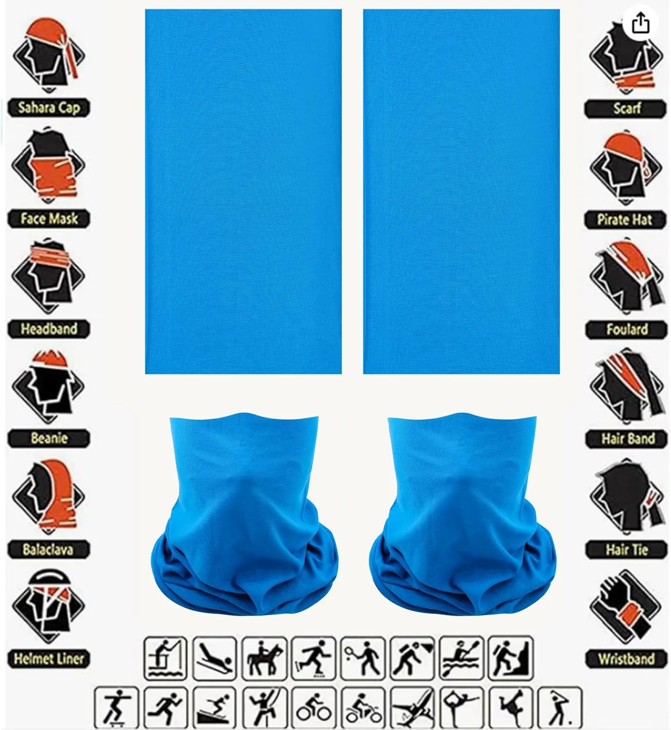 Gator Masks Ourdoor Face Mask Seamless Neck Gaiter Tube Bandanas Buffs Multi Headwear Magic Headband Sweatband