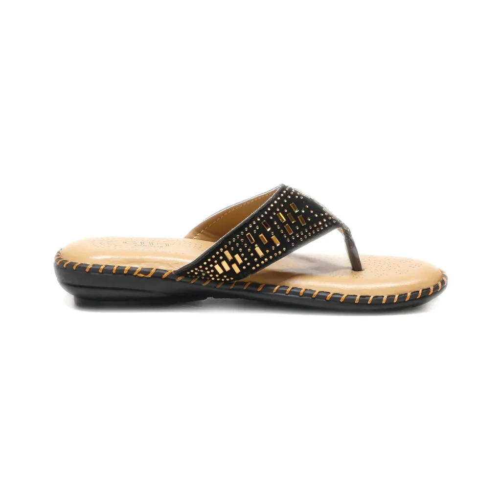 Gift Doctor Flat Sandals Suede Black Colour For Women