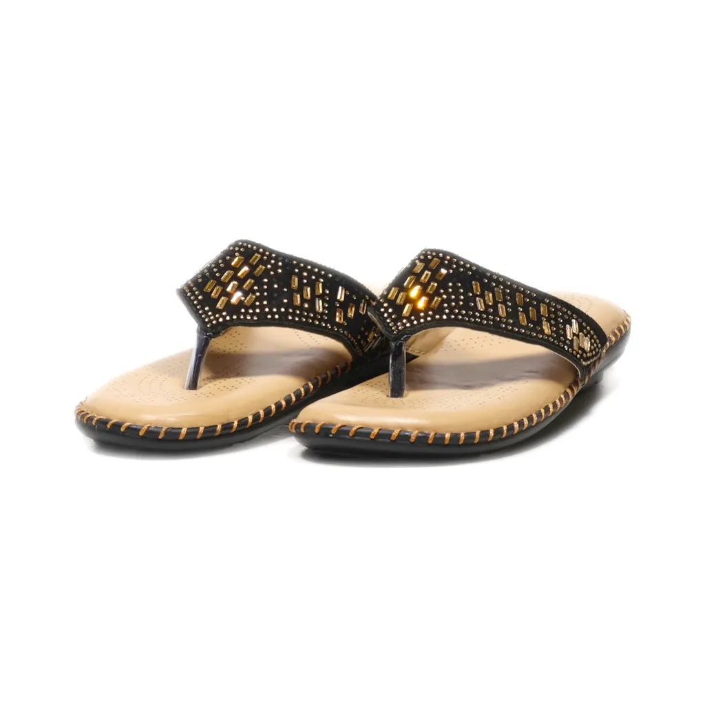 Gift Doctor Flat Sandals Suede Black Colour For Women