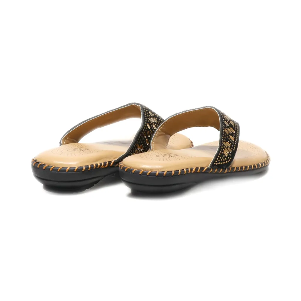 Gift Doctor Flat Sandals Suede Black Colour For Women