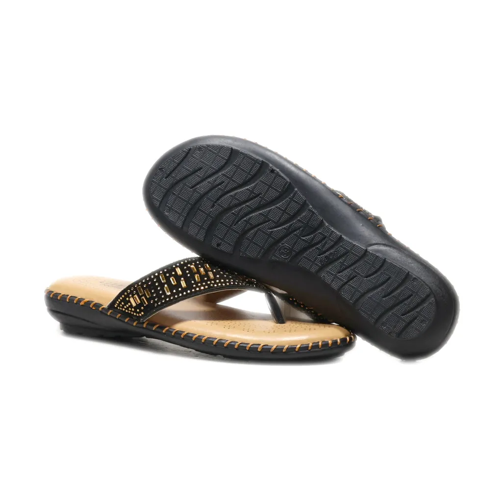 Gift Doctor Flat Sandals Suede Black Colour For Women
