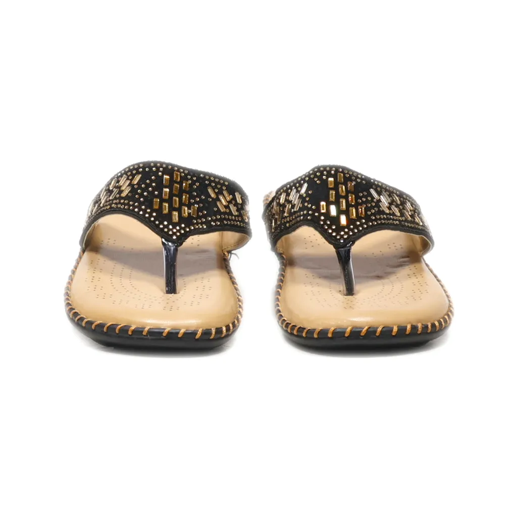 Gift Doctor Flat Sandals Suede Black Colour For Women