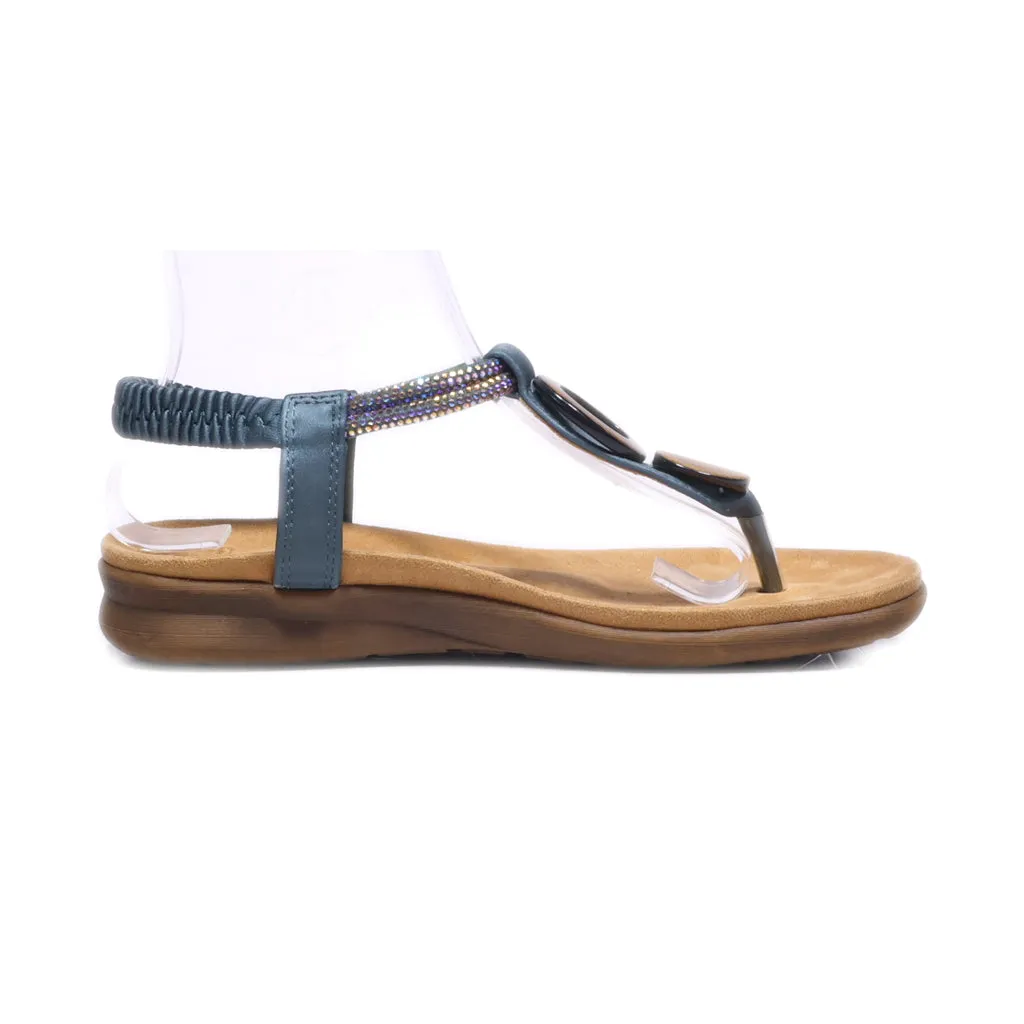 Heavenlyfeet Flat Sandals Leather Blue Colour For Women
