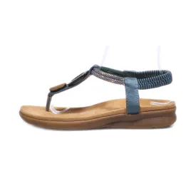 Heavenlyfeet Flat Sandals Leather Blue Colour For Women