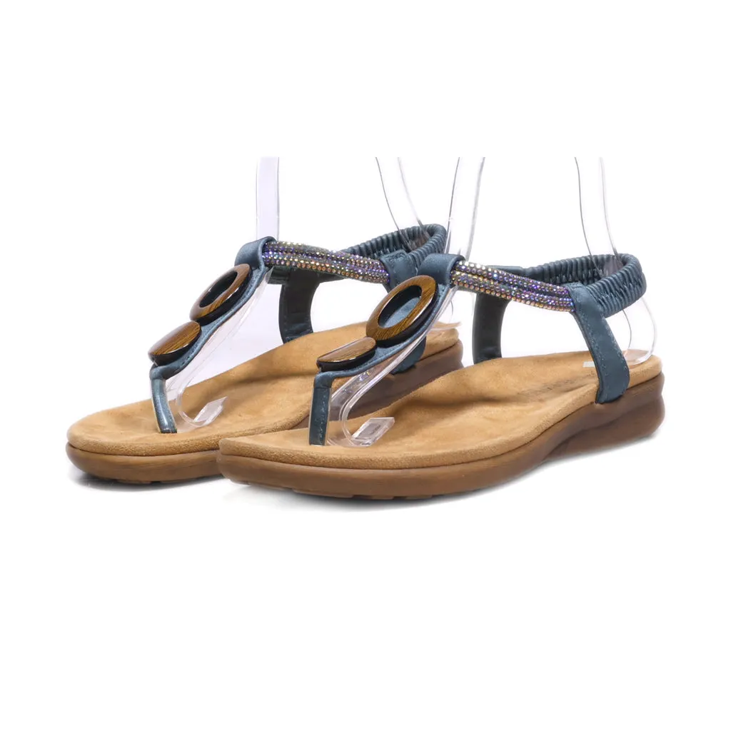 Heavenlyfeet Flat Sandals Leather Blue Colour For Women