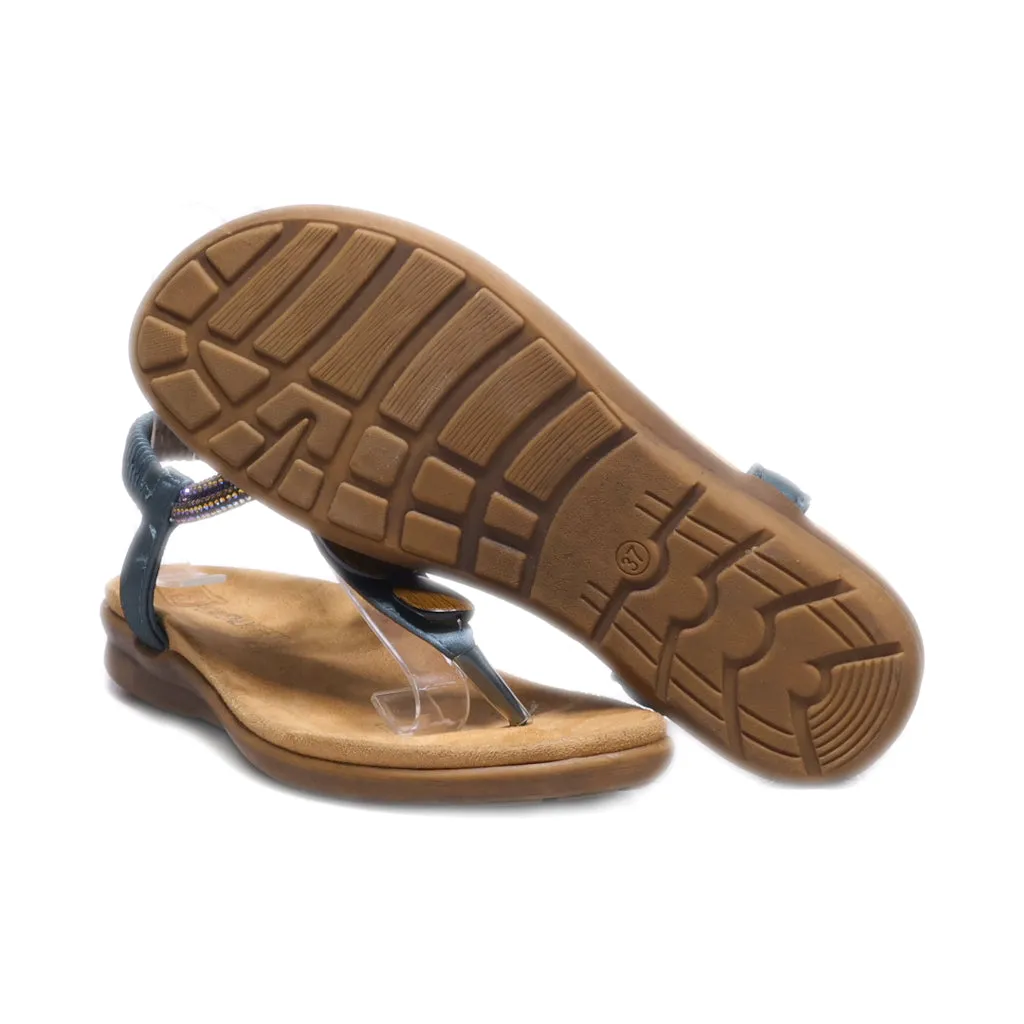 Heavenlyfeet Flat Sandals Leather Blue Colour For Women