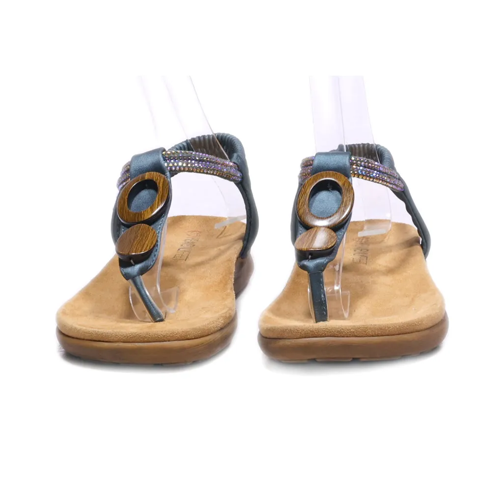 Heavenlyfeet Flat Sandals Leather Blue Colour For Women