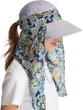 icolor Women Sun Hats UPF 50 Sun Protection Hat Summer Outdoor Neck Shield Flap Visor Hat Ponytail Hats Wide Brim Beach Hat