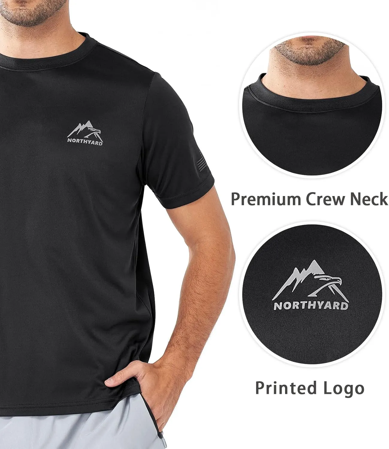NORTHYARD Men's UPF 50  Sun Protection Shirts Swim SPF UV Quick Dry Short Sleeve T-Shirts for Athletic Fishing Rash Guard